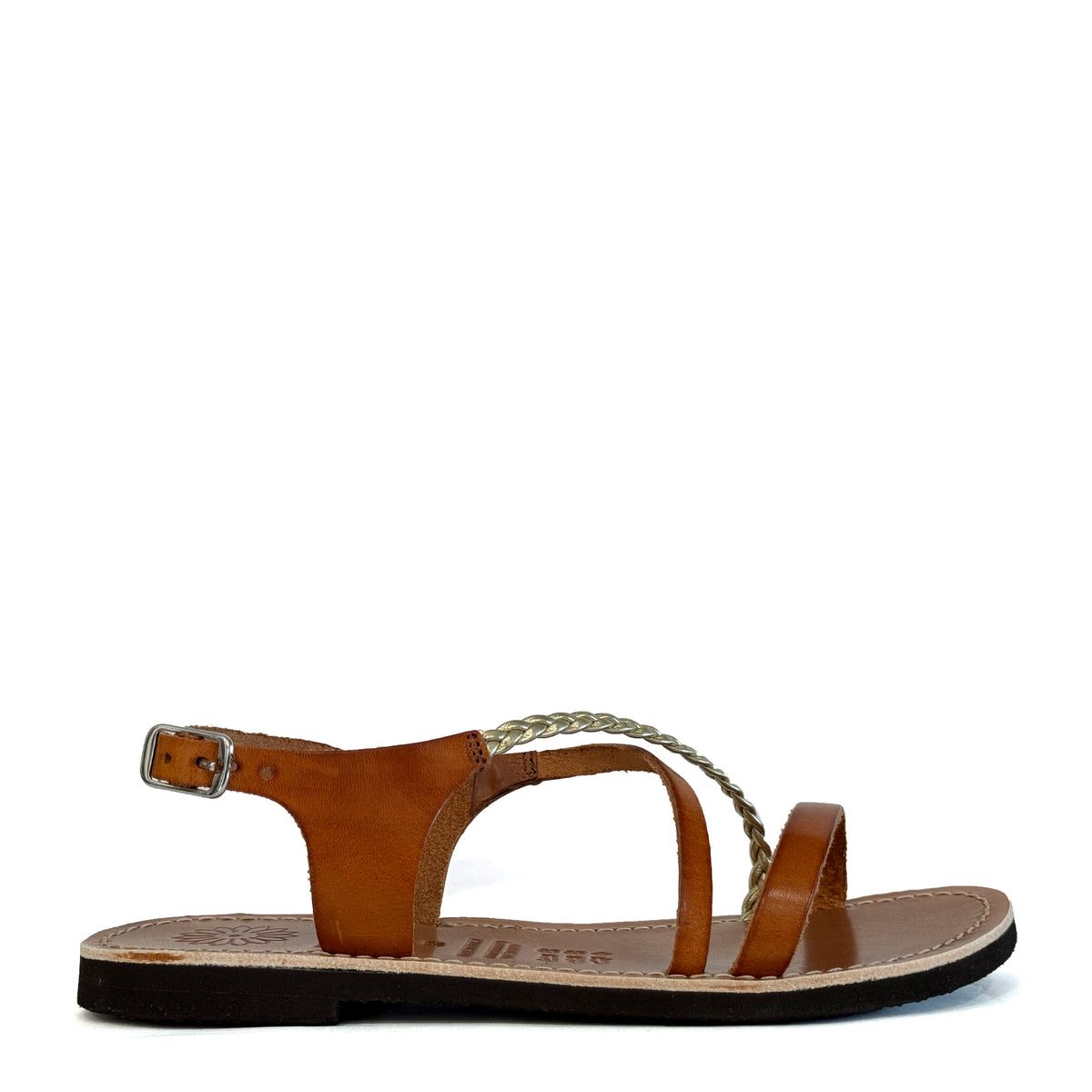 Sandalo basso F.M.P. 3273 - Cuoio/Treccia Platino