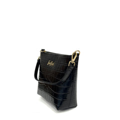 Borsa a spalla SAINT BARTH ALINE BAG - Croco Nero 00645I
