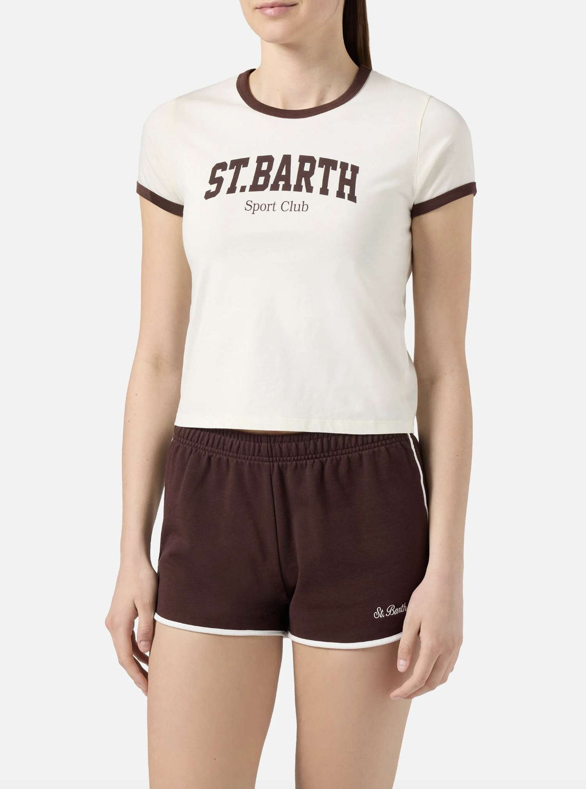 T-shirt SAINT BARTH Emilie String 00306L - Panna/Marrone