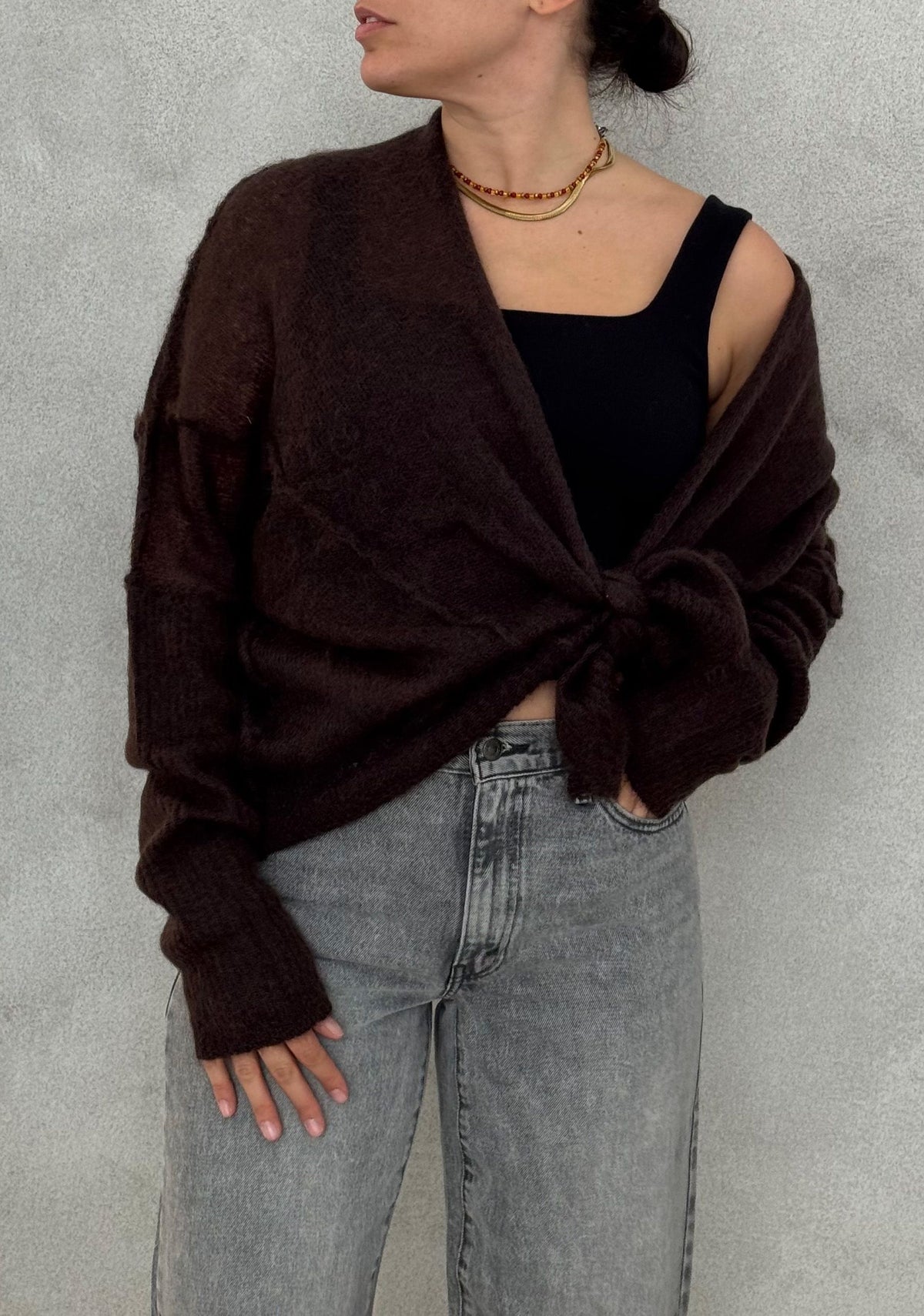 Cardigan Voile KNITEREE KNW2511CA - Coffee