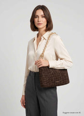 Borsa MY BEST BAG REFLEX CROCO SUEDE 3028L - Dark Brown