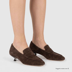 Mocassino con tacco JVAM 40914 Portia - Brown Suede
