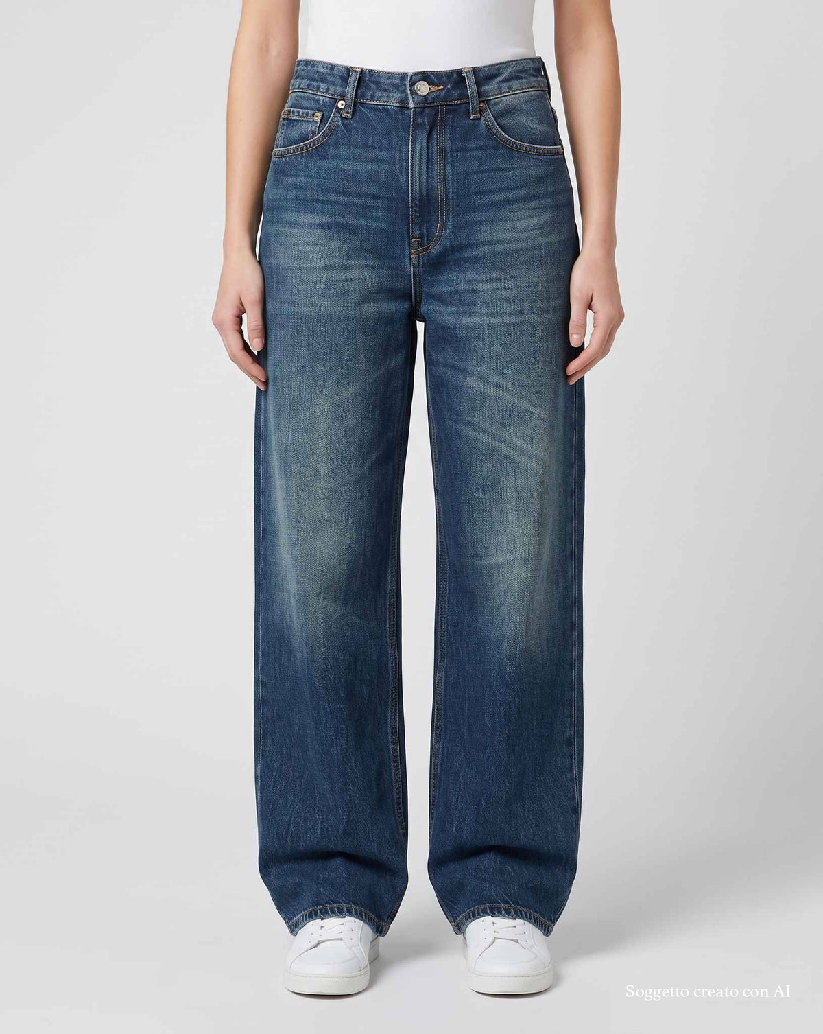Jeans THE NIM EMMA Woman Low Rise Loose Straight Fit - Med Dark