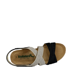 Sandalo con zeppa BIONATURA 24A991 - Scamosciato Nero