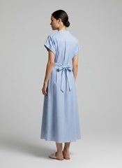 Abito chemisier lungo ECOALF AMATISTA DRESS - White/Blue Stripe