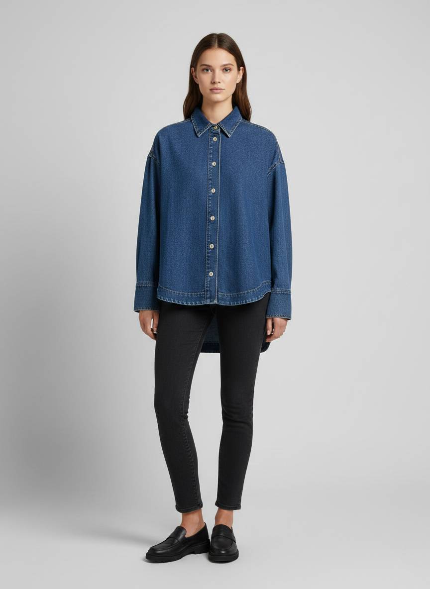 Camicia lunga over GSD Cassandra - Denim blue