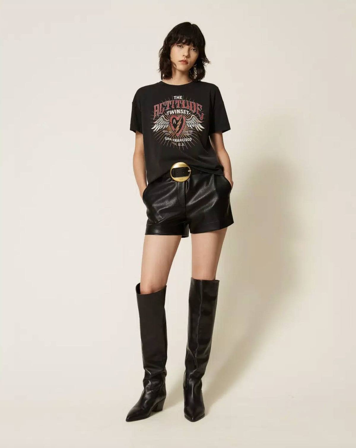 T-shirt con stampa TWINSET ACTITUDE 2180 - Nero