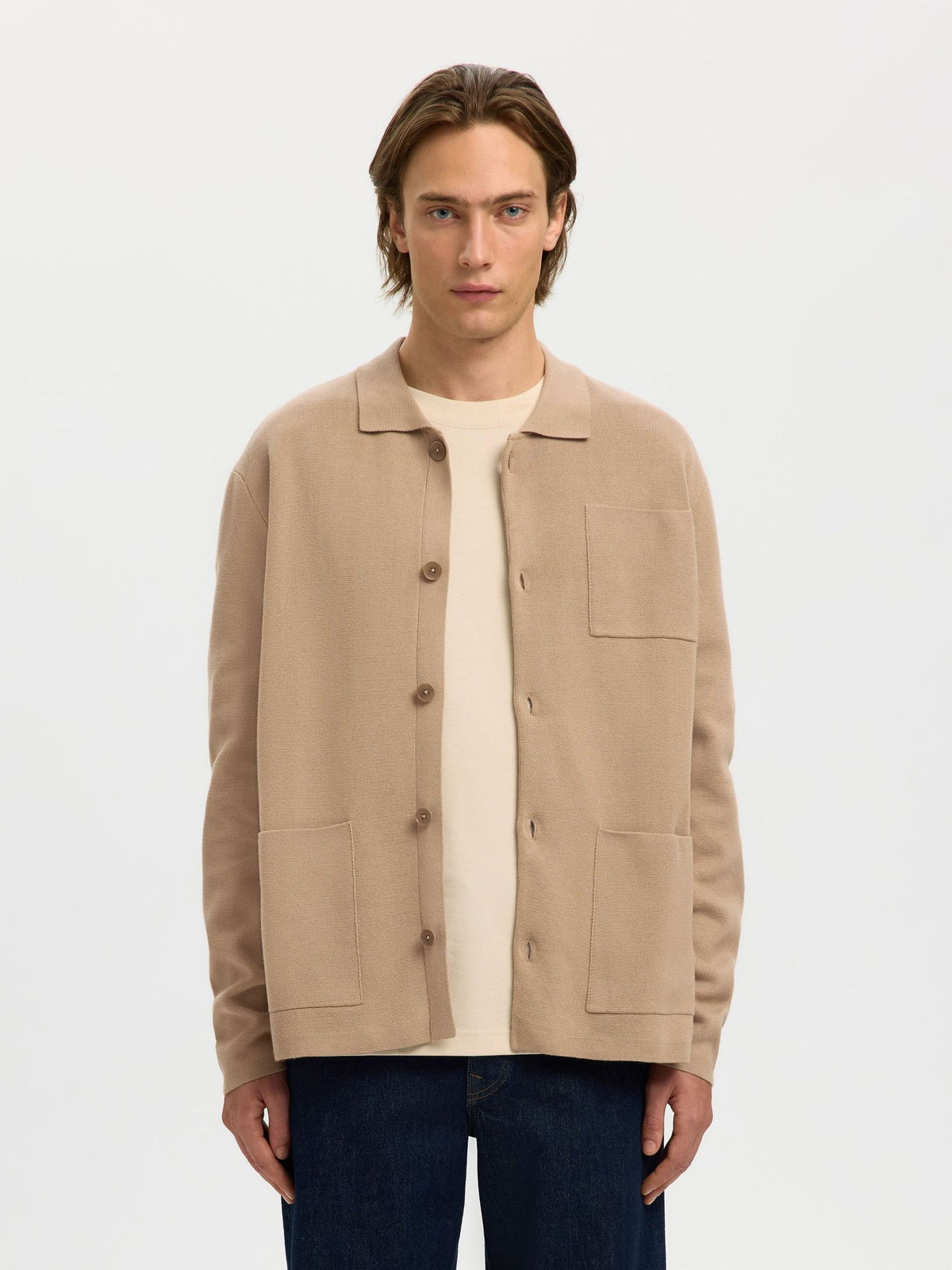 Cardigan in maglia SELECTED 16096549 - Savannah Tan