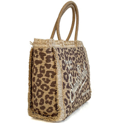 Borsa a spalla SAINT BARTH VANITY STRAW N - Leopard 18 Emb 00176H