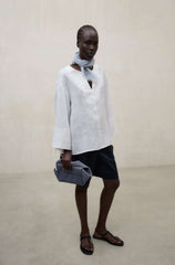 Camicia scollo V lino ECOALF JENA SHIRT - White