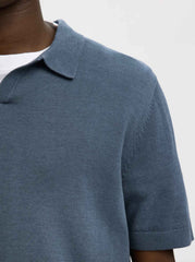 Polo Linen SELECTED 16096197 - Blue Mirage