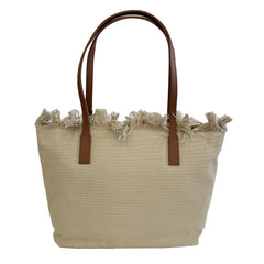 City Bag Mid Fringe SAINT BARTH 01741L - Canvas Beige