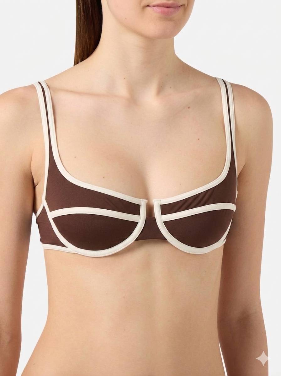 Top Bikini Balconette SAINT BARTH Amira String 04332L - Marrone/Panna