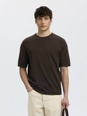 T-shirt in maglia SELECTED 16099828 - Marrone