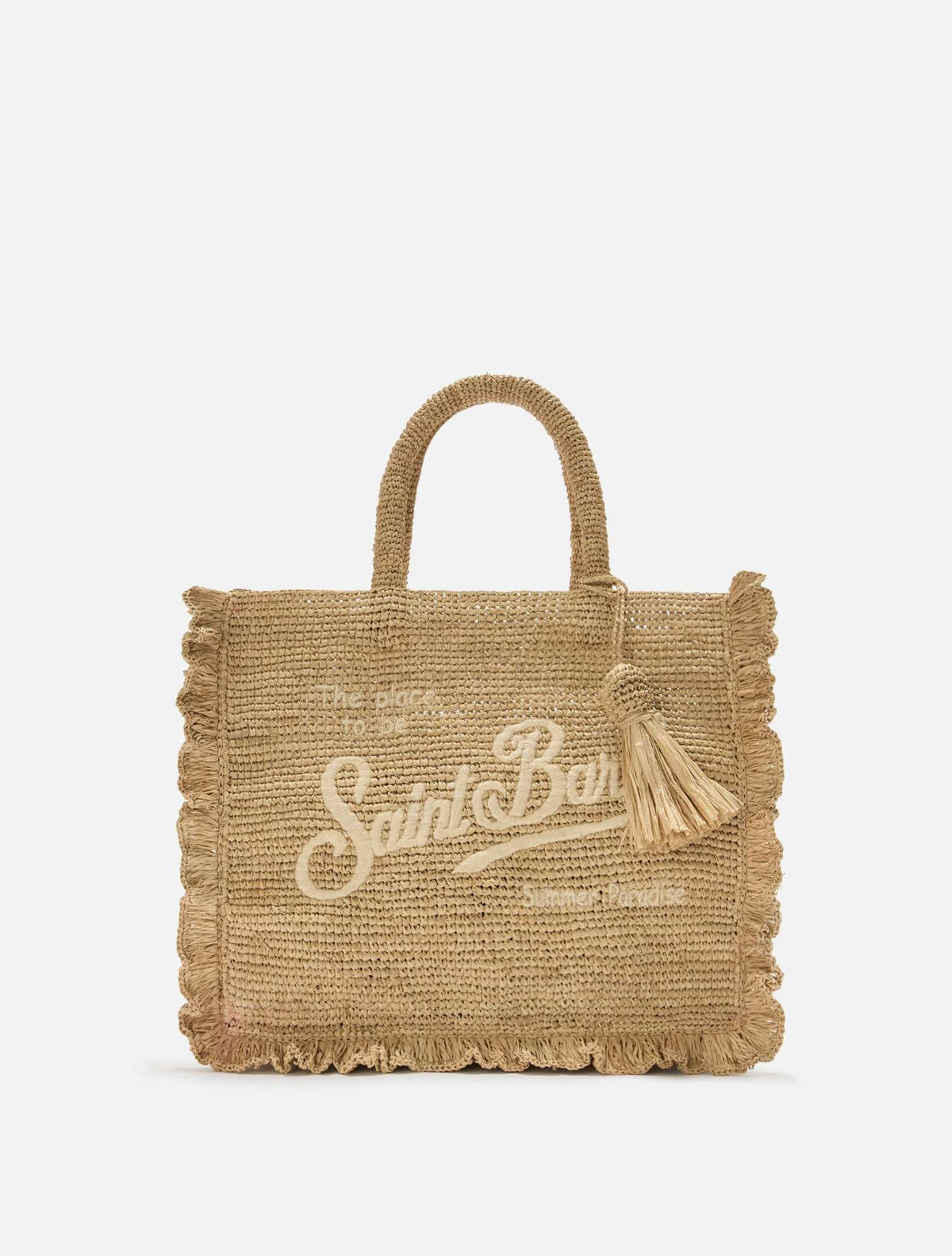 Borsa volant SAINT BARTH RAFFIA MID 00222L - Beige