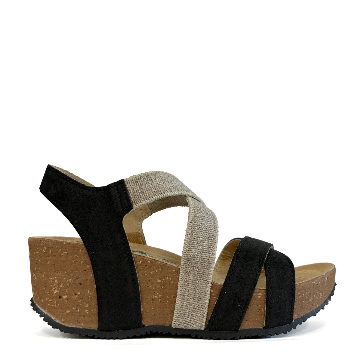 Sandalo con zeppa BIONATURA 24A991 - Scamosciato Nero