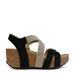 Sandalo con zeppa BIONATURA 24A991 - Scamosciato Nero