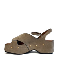 Sandalo con zeppa MISS OLIVIA CAROLA - Suede Taupe