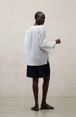 Camicia scollo V lino ECOALF JENA SHIRT - White