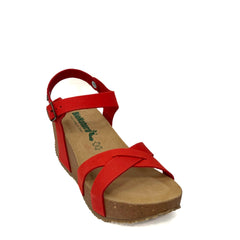 Sandalo con zeppa BIONATURA 24FREGE - Nabuck Rosso