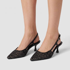 Slingback STEVE MADDEN LEGACI - Black Rhinestone Mesh