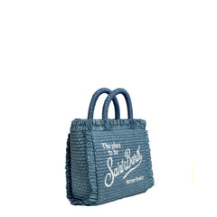 Borsa a mano SAINT BARTH VANITY MINI STRAW -  Denim Emb 01334H