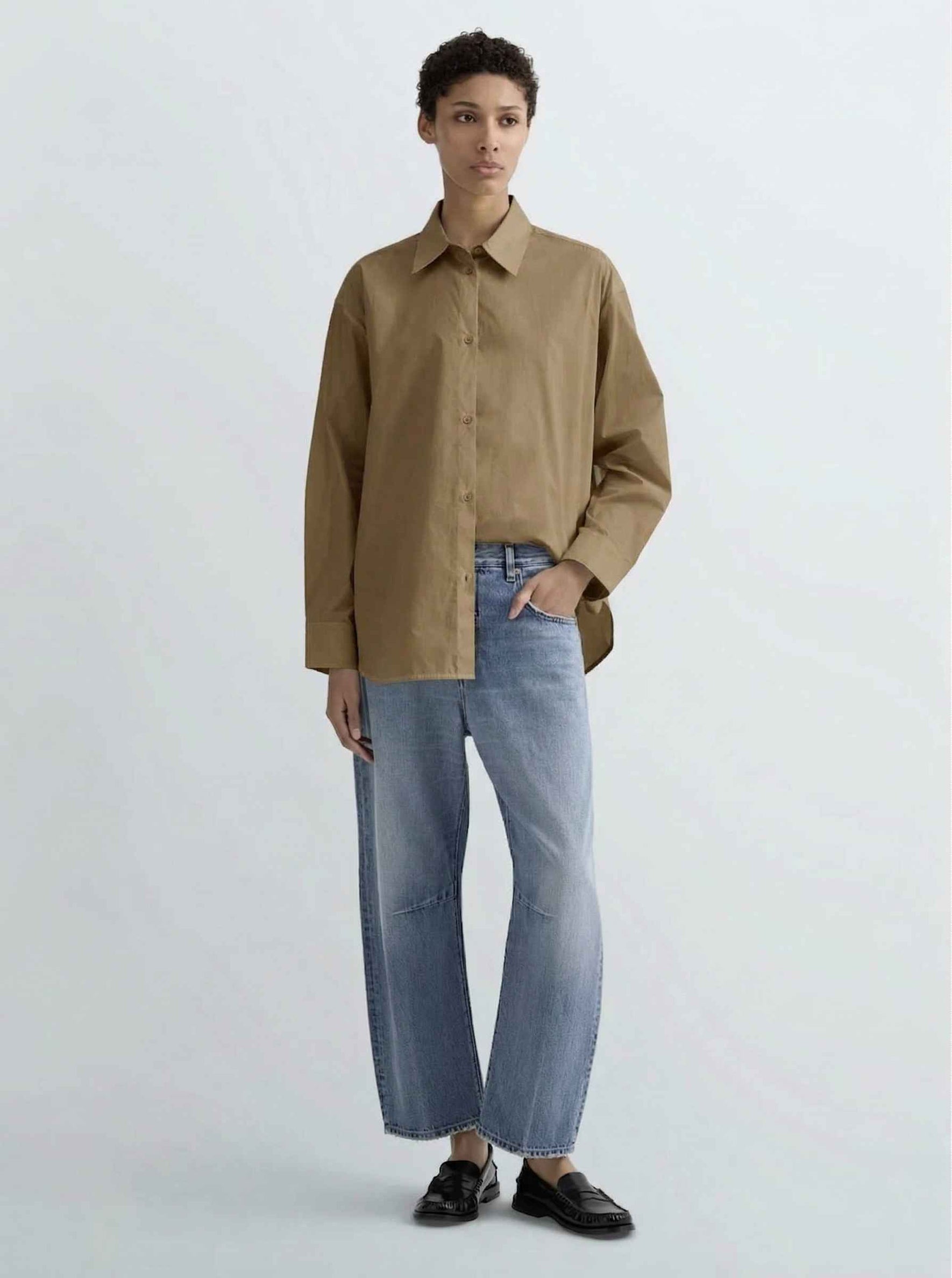 Camicia da donna in ramie 100% Top Camicetta con scollo a