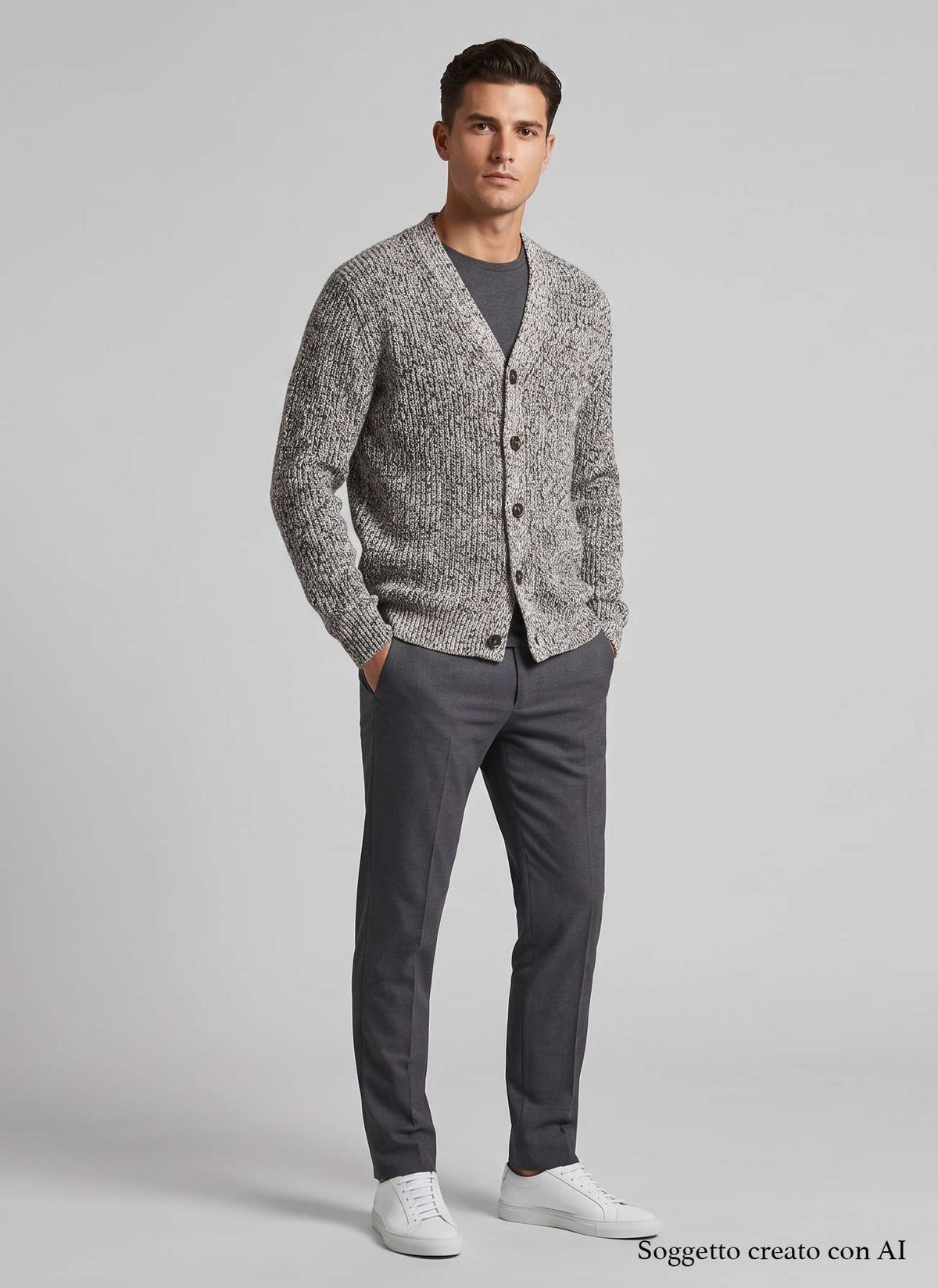 Cardigan MASQ 2000 480 - Bianco/Marrone