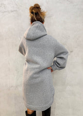 Abito felpa GLAMOURETTE G33979 Cappuccio - Grigio Melange