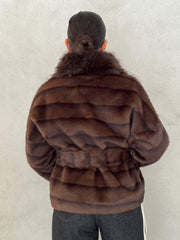Pelliccia con cintura BULLY 7238 Eco Fur - Cacao Mix