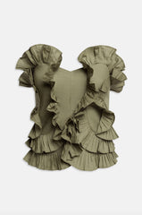 Top bustier in popeline WEILI ZHENG S26CT04 - Turtle Green