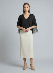 Top in maglia scollo V AKEP 13258 - Nero