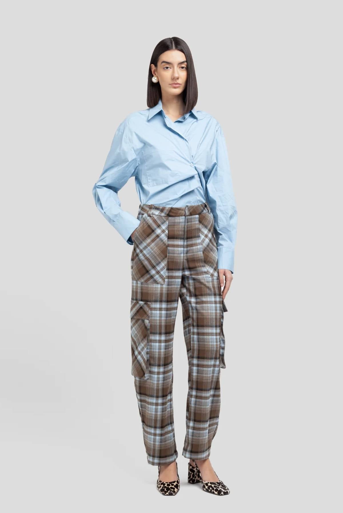 Pantalone in tartan WEILI ZHENG PL12 - Green Big Check