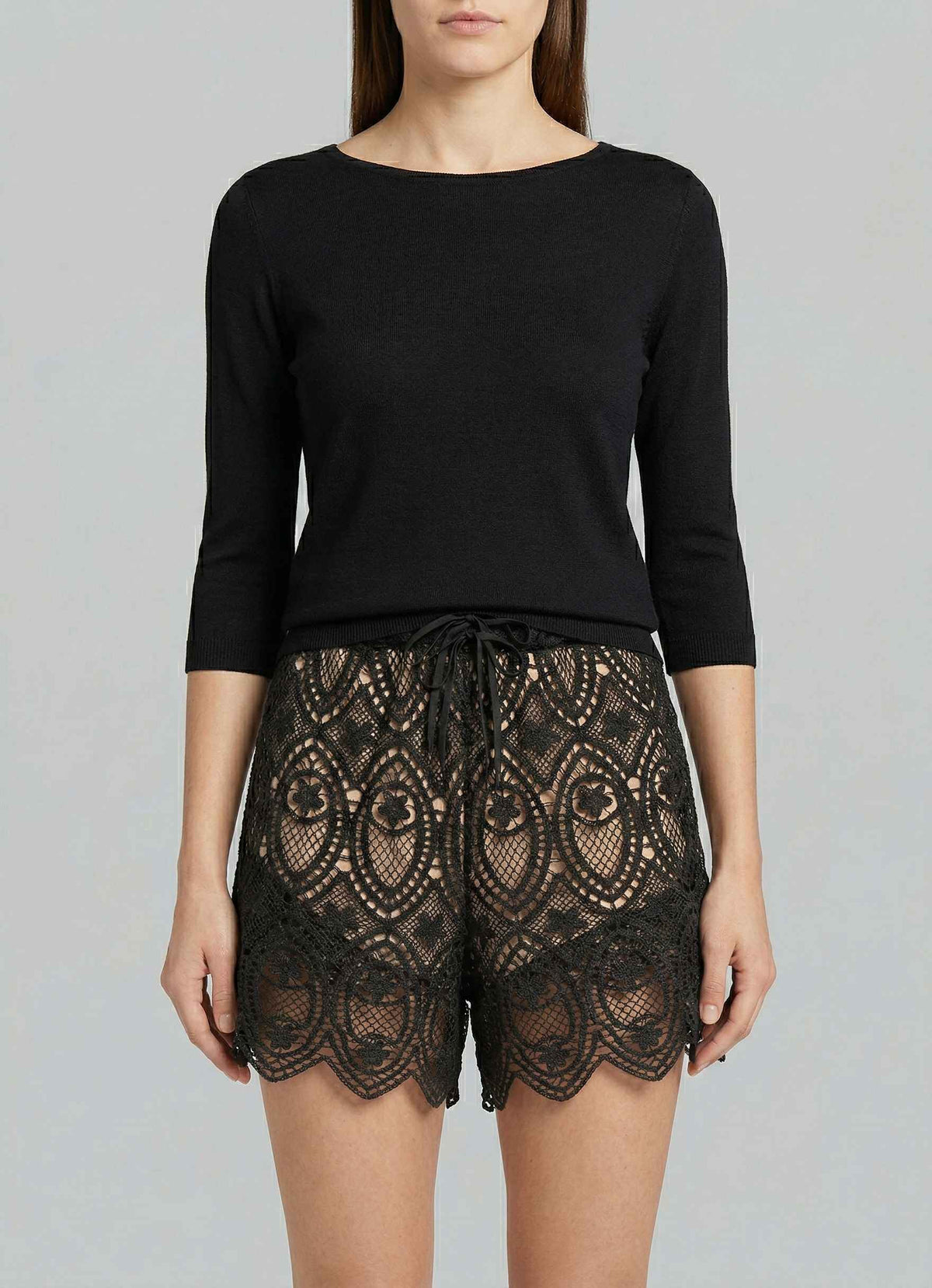 Bermuda in pizzo macrame WEILI ZHENG S26PS05 - Black