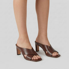 Sandalo con tacco MISS OLIVIA LINDA - Coffee
