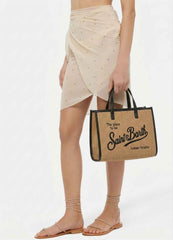 Borsa a mano SAINT BARTH VIVIAN MID STRAW 00421L - Nero