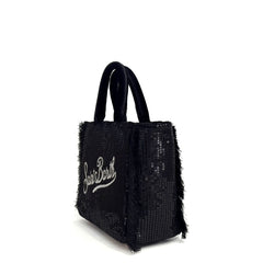 Borsa a mano SAINT BARTH VANITY MINI VELVET - Paillettes Nero 01395I