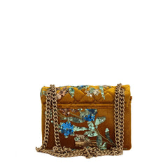 Borsa KURT GEIGER VELVET MINI KENSINGTON - Mustard