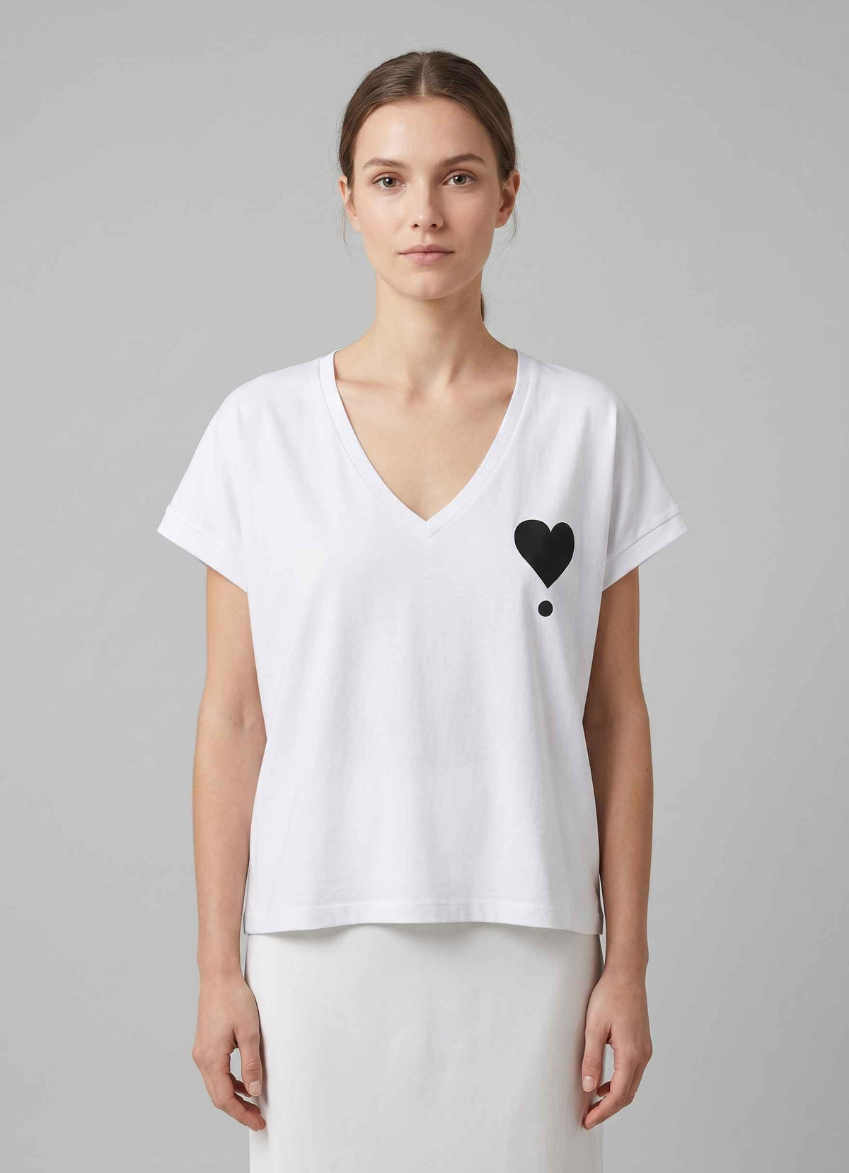 T-shirt scollo V GLAMOURETTE G38051 - Panna