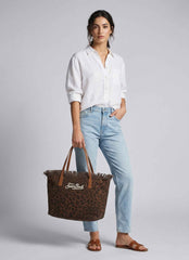 City Bag Mid Fringe SAINT BARTH 00588L - Canvas Dark Leopard