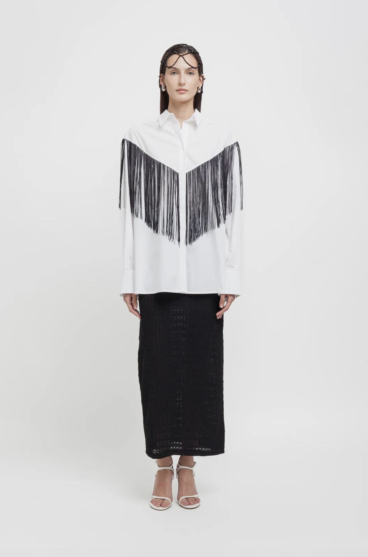 Camicia con frange WEILI ZHENG S26SL17 - White