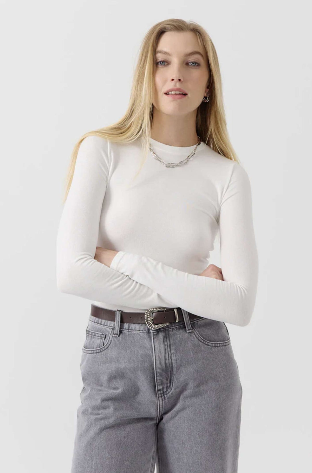 T-shirt girocollo manica lunga ARTLOVE CECILE - Cream
