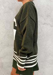 Pullover girocollo con maxi G GAELLE PARIS GAABW00946 - Verde/Bianco