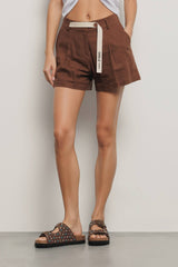 Short misto lino GAELLE PARIS GAABW03803 - Marrone