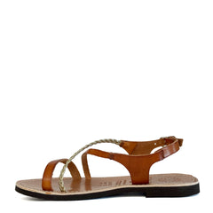 Sandalo basso F.M.P. 3273 - Cuoio/Treccia Platino