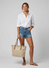 City Bag Mid Fringe SAINT BARTH 01741L - Canvas Beige