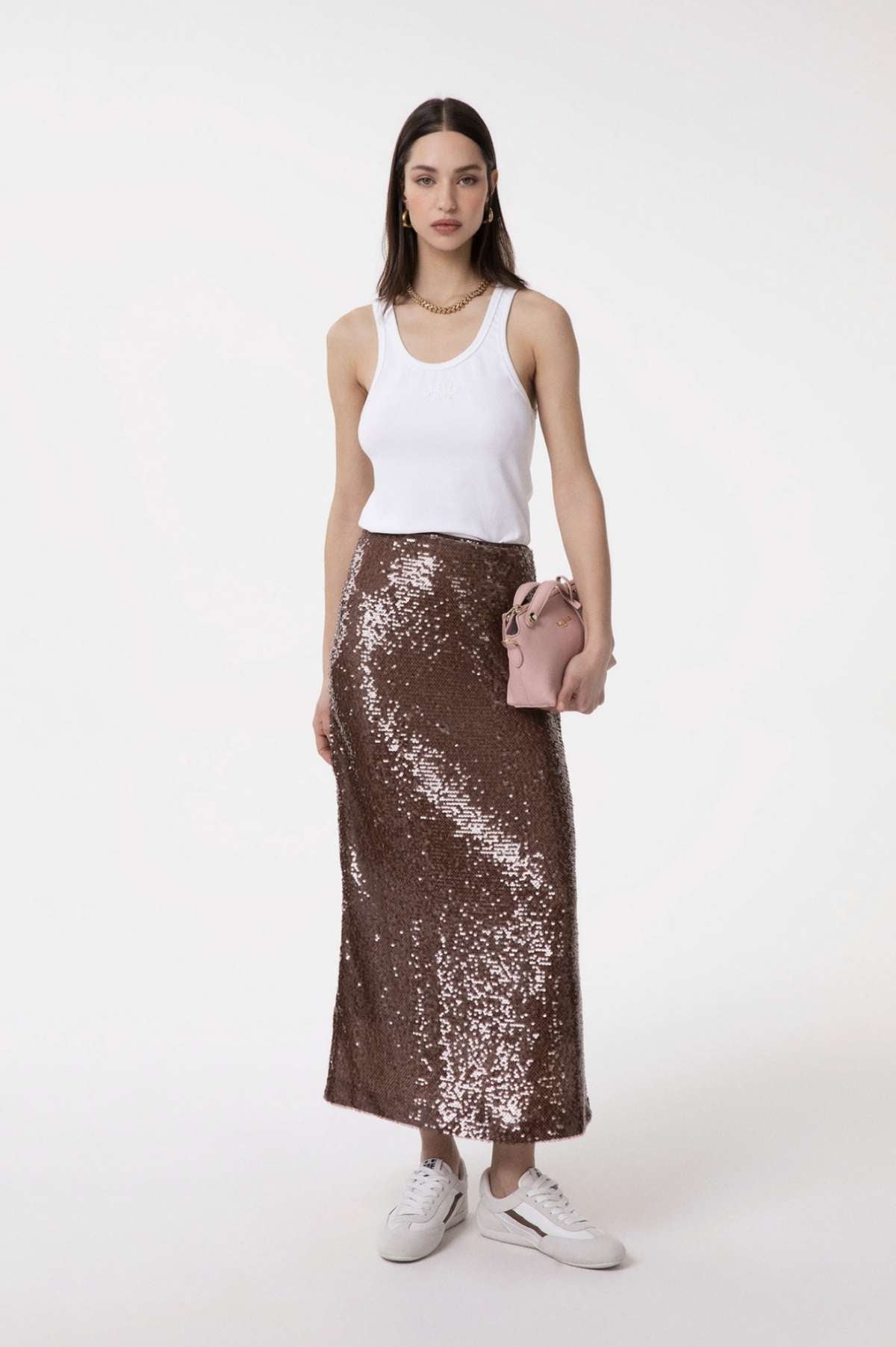 Longuette GAELLE GAABW09869 - Paillettes Moka