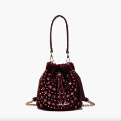 Secchiello LA CARRIE ANDROMEDA Small Fur Bucket 152M-ES-180-TBS - Burgundy