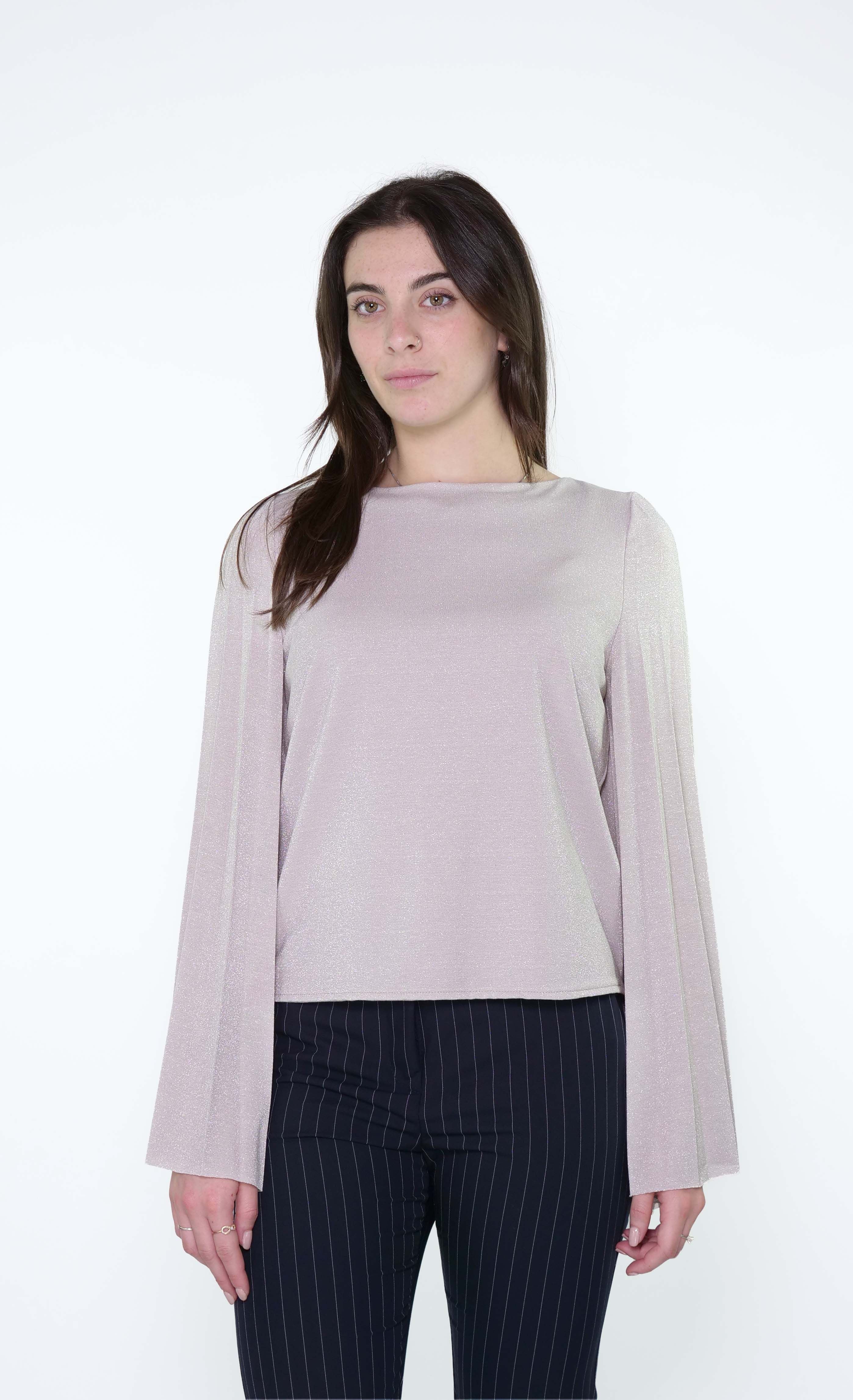 BLUSA MANICA PLISSE' SO ALLURE L22020 - CHAMPAGNE - Sergio Fabbri