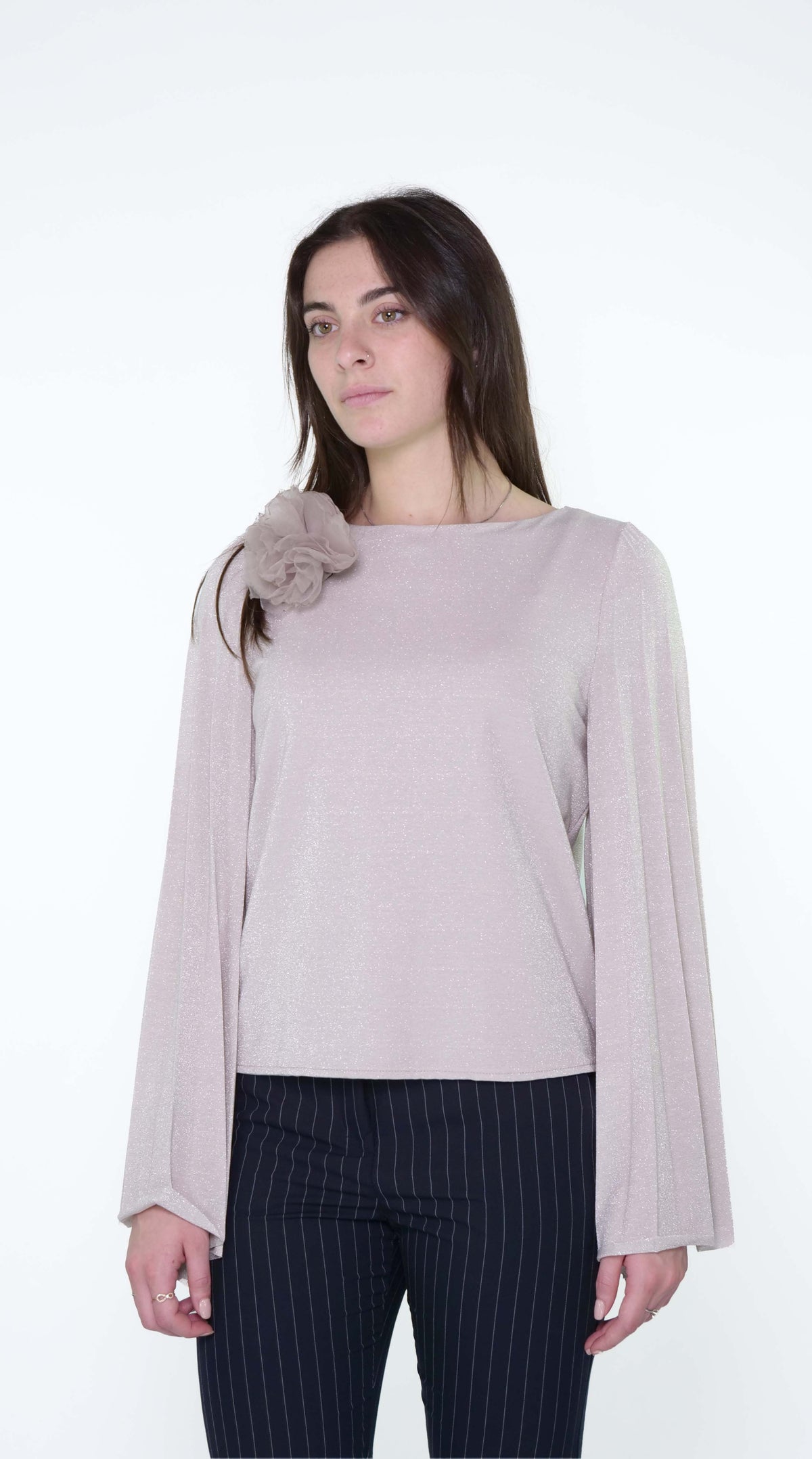 BLUSA MANICA PLISSE' SO ALLURE L22020 - CHAMPAGNE - Sergio Fabbri